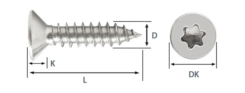 torx flat head self tapping screw 1